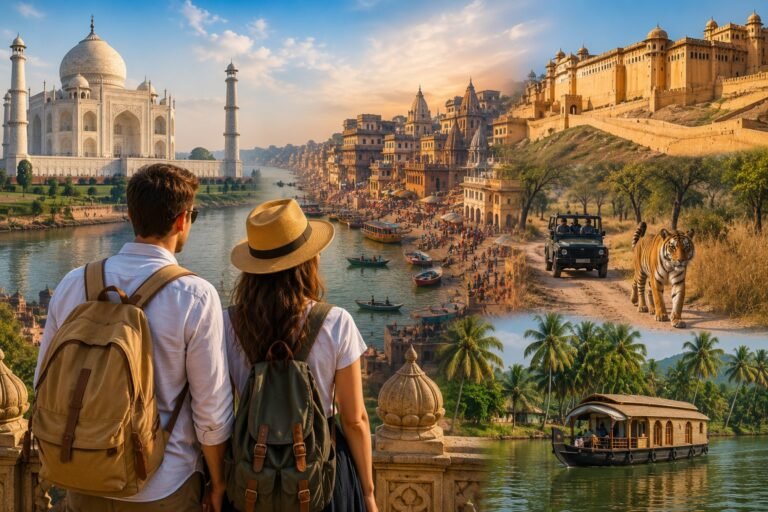 International travellers exploring India's diverse tourism destinations