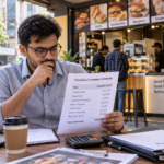 Small-format food franchise outlet in Ahmedabad with an investor reviewing setup costs