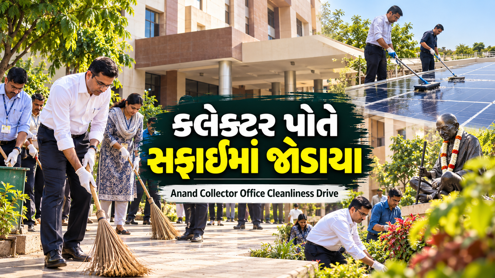 Anand Collector Office Cleanliness Drive: ગાંધી જયંતીએ કલેક્ટરશ્રીએ કર્યું શ્રમદાન