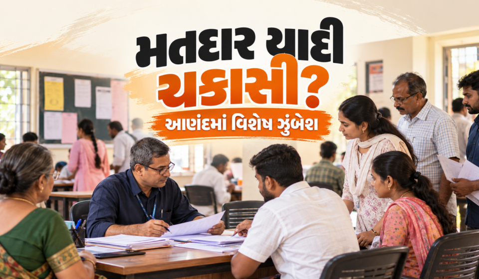આણંદમાં મતદાર યાદી સુધારણા ઝુંબેશ દરમિયાન BLO દ્વારા નાગરિકોને મતદાર નોંધણી અંગે માર્ગદર્શન