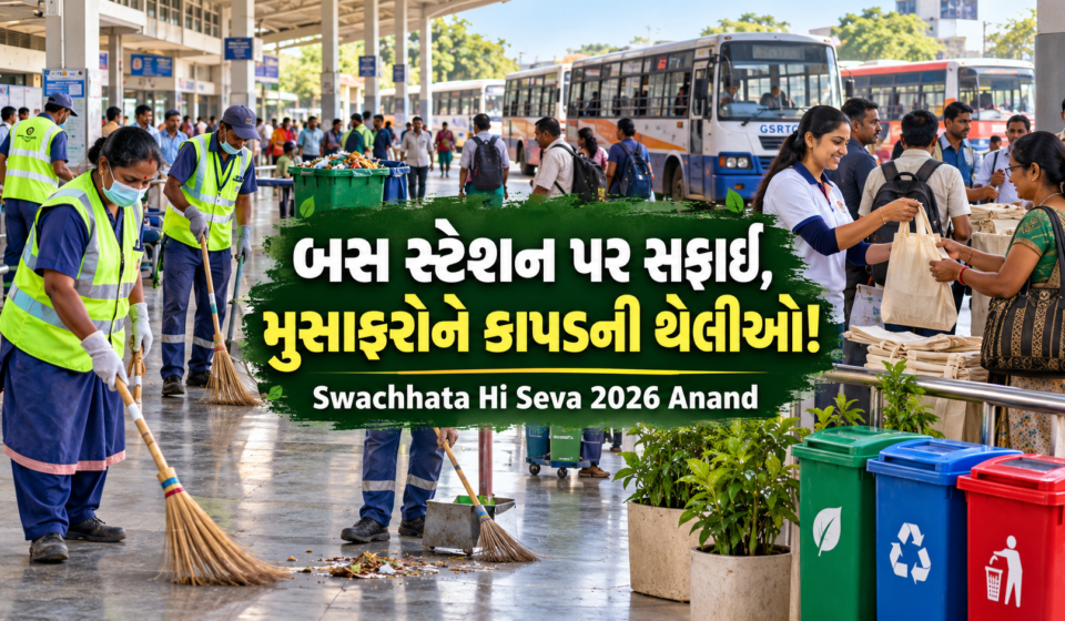Swachhata Hi Seva 2026 Anand cleanliness drive at bus station